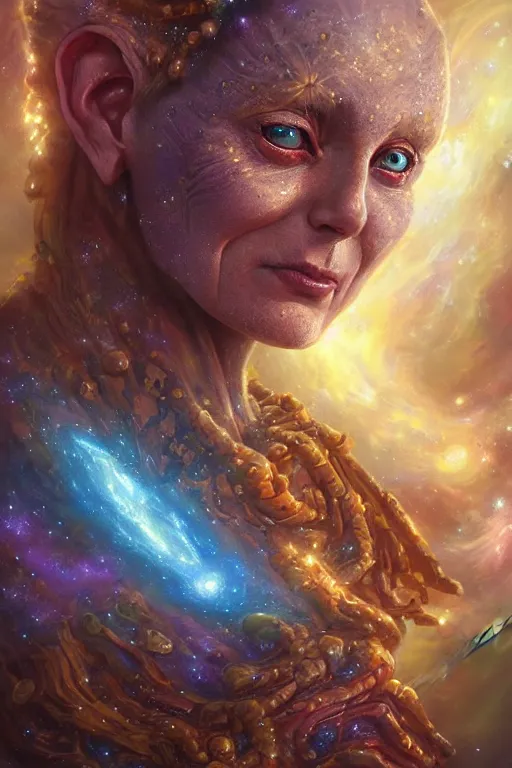 Image similar to beautiful oil painting with high detail of a wise Space ent(Crying Artfully) made of stars and plasma, hybrid from dungeons and dragons and art direction by James Cameron ;by artgerm; wayne reynolds art station; cinematic quality character render; low angle; ultra high quality model; production quality cinema model