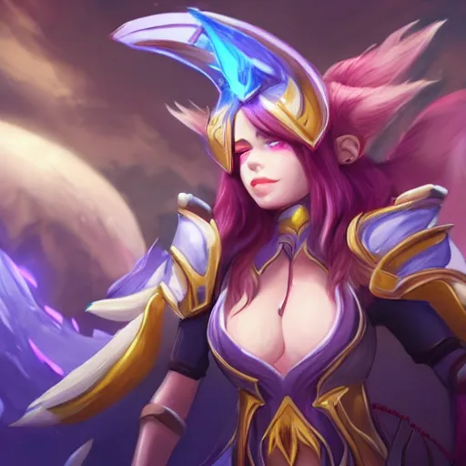 Image similar to a runeterra universe with ahri