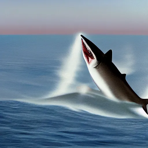 Prompt: jaws riding first - class and loving it, photo, high detail, 8 k,