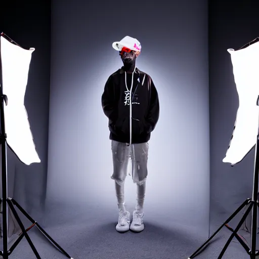 Prompt: a mumble rapper, photography, studio lighting,