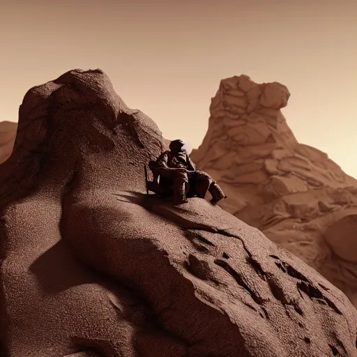 Prompt: a photo of mao zedong's sculpture on mars a made of resin, dramatic lighting, unreal engine 5 highly rendered, radiant light, detailed and intricate environment