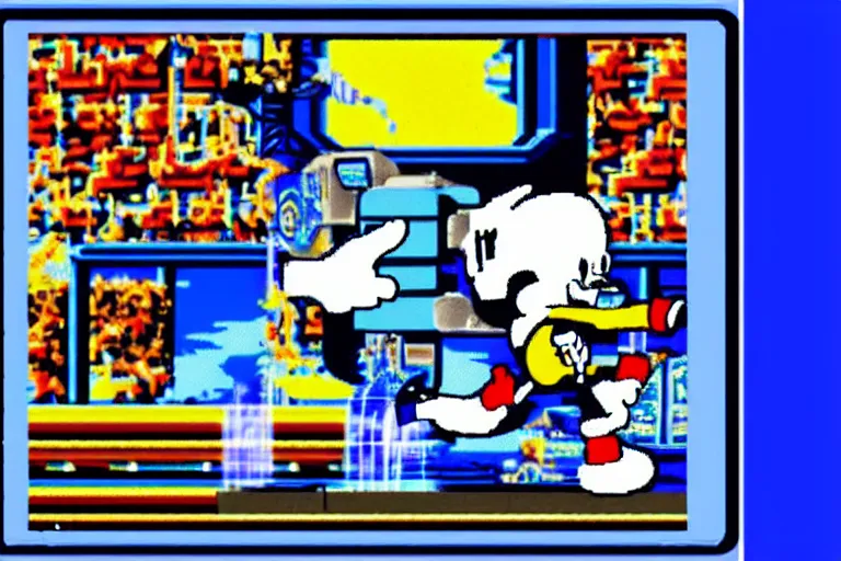 Prompt: Sans frome Undertale in Sonic the Hedgehog, Sega Genesis, CRT Footage