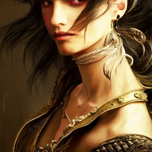 Image similar to portrait, headshot, insanely nice professional hair style, dramatic hair color, digital painting, of a old 17th century, old cyborg merchant, amber jewels, baroque, ornate clothing, scifi, realistic, hyperdetailed, chiaroscuro, concept art, art by Franz Hals and Jon Foster and Ayami Kojima and Amano and Karol Bak,