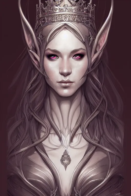 Prompt: digital art, centered elven queen, crown ,intricate, veins, by James Jean and by artgerm , ultradetailed, charachter design, concept art, trending on artstation,