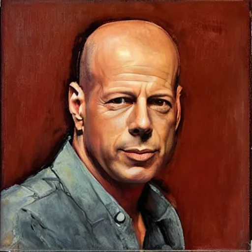 Image similar to “Bruce Willis, portrait by Amedeo Modigliani”