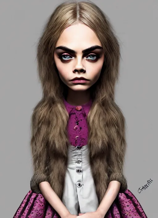 Image similar to cara delevingne as a mark ryden doll, detailed digital art, trending on Artstation