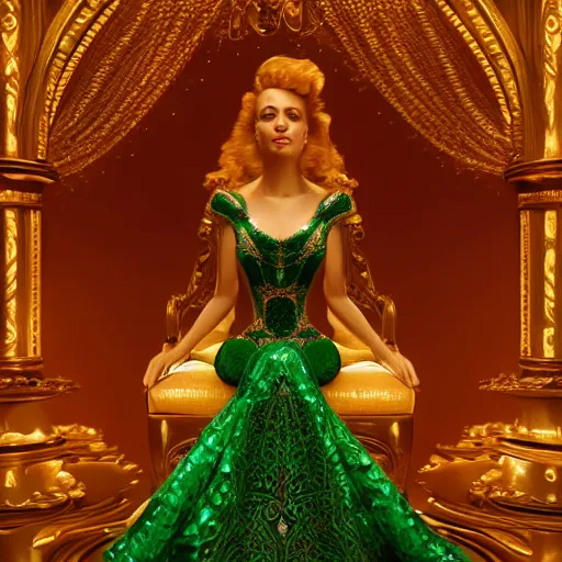 Prompt: portrait of photogenic princess of emeralds with fair skin, ornate, 8 k, gorgeous, intricate, detailed, accent lighting, ethereal lighting, hyper realism, octane render