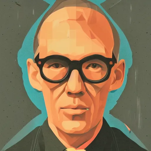 Image similar to portrait of le corbusier by sachin teng