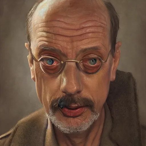 Prompt: hyperrealistic mixed media high resolution painting of Steve Buscemi disguised as Ghandi, stunning 3d render inspired art by Jamie Salmon and Greg Rutkowski, perfect facial symmetry, dim volumetric lighting, 8k octane beautifully detailed render, full body shot, post-processing, extremely hyper-detailed, intricate, epic composition, highly detailed attributes, highly detailed atmosphere, cinematic lighting, masterpiece, trending on artstation, very very detailed, masterpiece, stunning, flawless completion, lifelike texture, perfection,