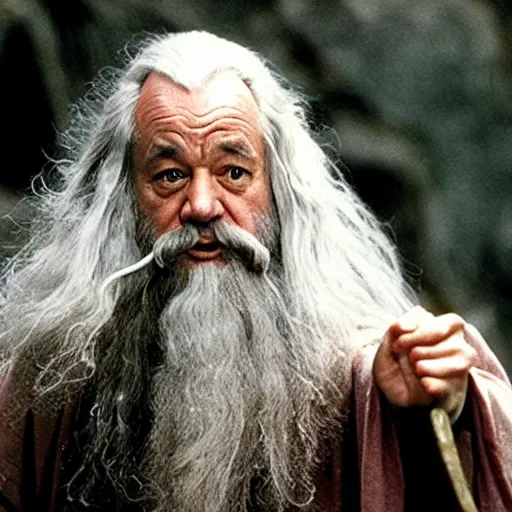 bill murray as gandalf in lord of the rings, film | Stable Diffusion