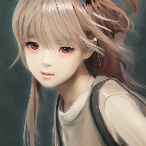 Image similar to dynamic composition, motion, ultra-detailed, incredibly detailed, a lot of details, amazing fine details and brush strokes, colorful and grayish palette, smooth, HD semirealistic anime CG concept art digital painting, watercolor oil painting of a young C-Pop idol girl, by a Chinese artist at ArtStation, by Huang Guangjian, Fenghua Zhong, Ruan Jia, Xin Jin and Wei Chang. Realistic artwork of a Chinese videogame, gradients, gentle an harmonic grayish colors.