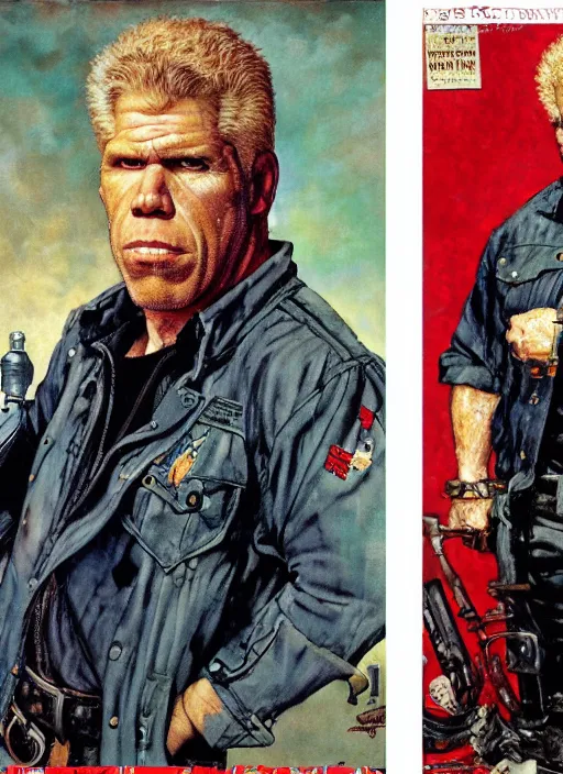 Image similar to full body and head portrait of ron perlman painted by norman rockwell and phil hale and greg staples and tom lovell and frank schoonover and jack kirby