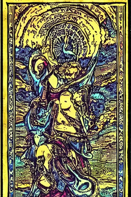 Prompt: an ornate and intricately designed tarot card of Edmund Husserl