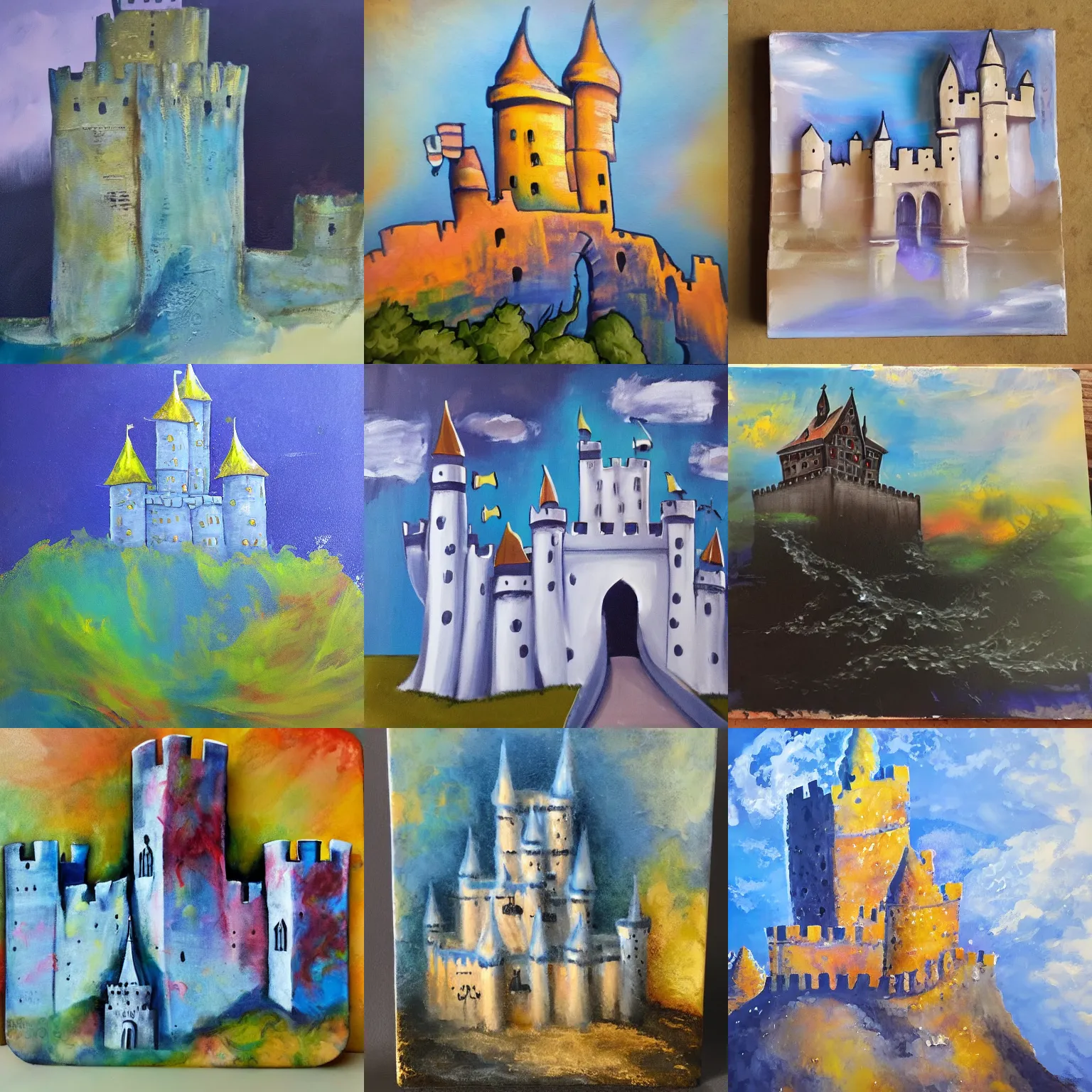 Prompt: paint pour of a castle