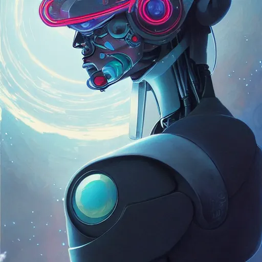 Image similar to 2 0 7 7 robot bender portrait by charles vess and james jean and erik jones and rhads, inspired by ghost in the shell, beautiful fine face features, intricate high details, sharp, ultradetailed, 3 d octane render