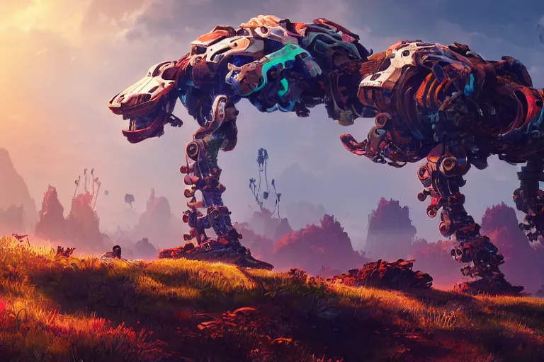 Image similar to clamberjaw machine mecanical creature robot of horizon forbidden west horizon zero dawn bioluminiscence global illumination ray tracing hdr fanart arstation by ian pesty and alena aenami artworks in 4 k