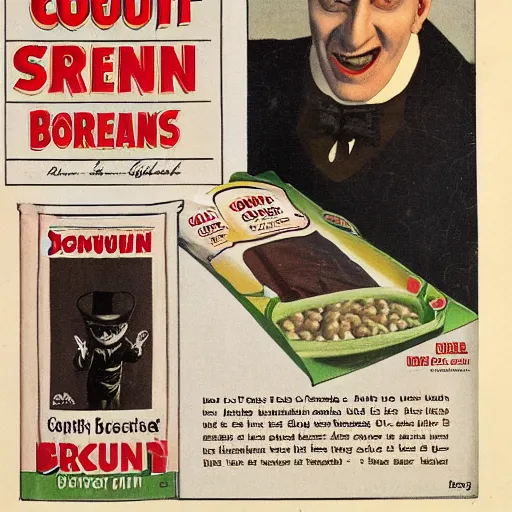 Prompt: count orlok heinz beans advertisement