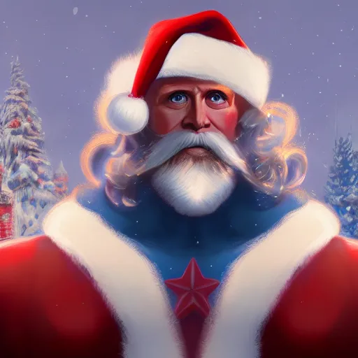 Image similar to Santa Claus is Captain America, hyperdetailed, artstation, cgsociety, 8k