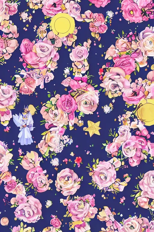 Prompt: sailor moon wearing floral valentino ss 2 0 1 5