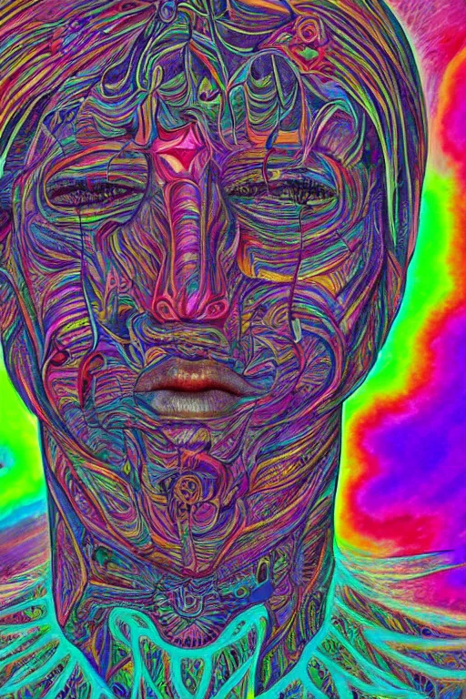 Image similar to the mind on lsd, 4 k award winning alex grey, artstation