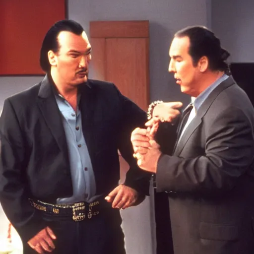 Image similar to steven seagal appearing in tv series seinfeld