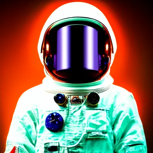 Image similar to a portrait of an astronaut, cyberpunk aesthetics, cool astronaut helmet, neon, 8 k