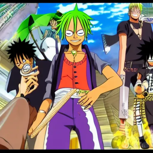 Image similar to Juice wrld Anime in one piece 4k detail