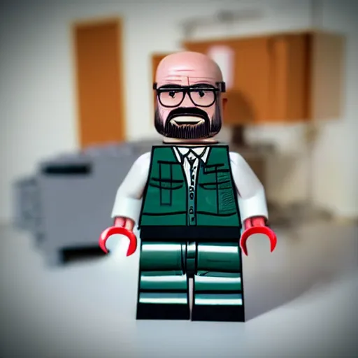 Prompt: walter white rv lego box realistic