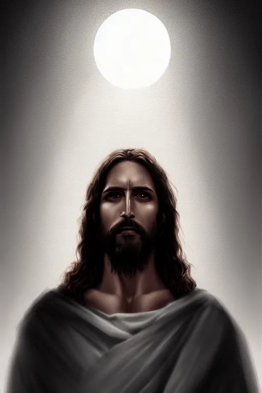 Image similar to a second coming of jesus christ, grim - lighting, high - contrast, intricate, elegant, highly detailed, digital painting, artstation, concept art, smooth, sharp focus, illustration