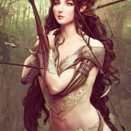 Prompt: a photograpic of elven archers, cute, fantasy, intricate, elegant, highly detailed, digital painting, artstation, concept art, smooth, sharp focus, illustration, art by artgerm and H R Giger and alphonse mucha