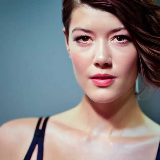 Image similar to Mary Elizabeth Winstead modeling for Victoria Secret, (Sony a7R IV, symmetric balance, polarizing filter, Photolab, Lightroom, Luminar AI, Dolby Vision)