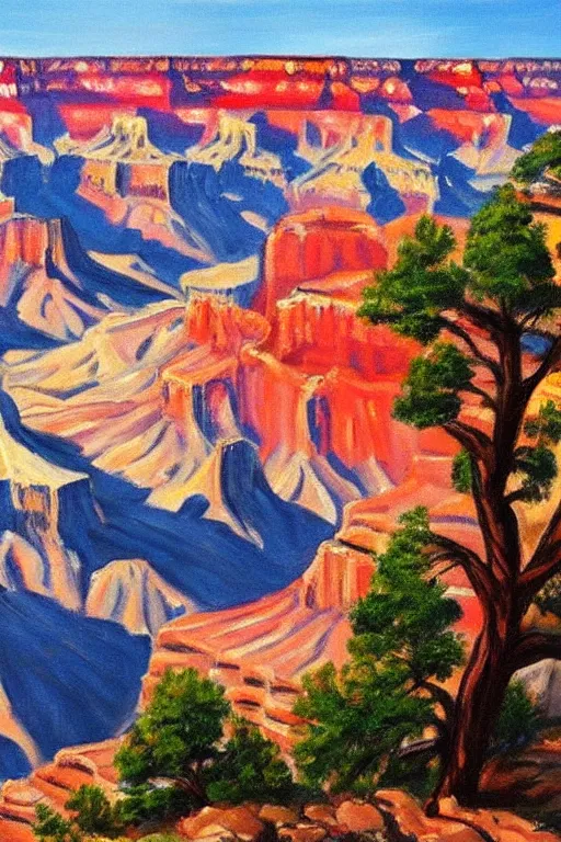 Image similar to bob ross painting of the grand canyon