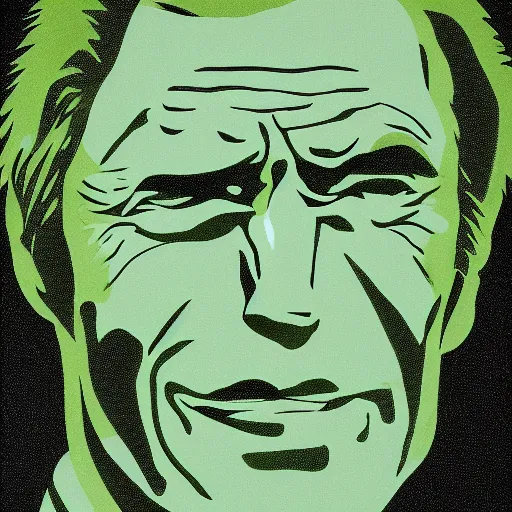 Prompt: portrait of clint eastwood, veiny green, looking like leaves