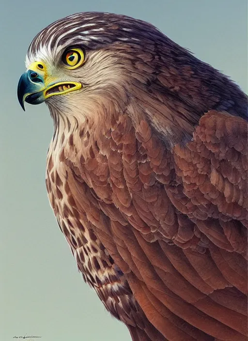 Image similar to a detailed full wing portrait of a american hawk, beautiful, by dorian cleavenger, greg rutkowski, wlop, astri lohne, zdzisław beksinski trending on artstation w - 5 1 2