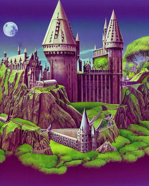 Prompt: hogwarts by roger dean, 4 k, hyper detailed
