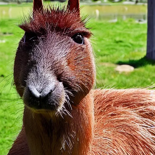 Prompt: a hybrid between a capybara and a llama