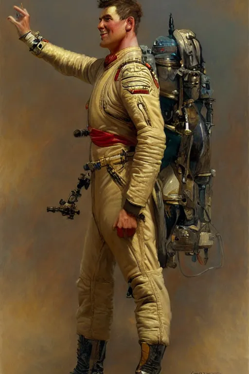 Image similar to full body portrait of a fighter pilot, highly detailed painting by gaston bussiere, craig mullins, j. c. leyendecker 8 k