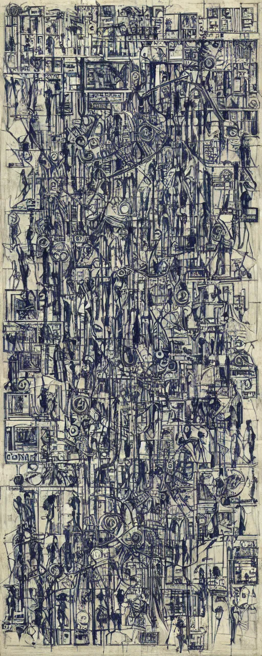 Image similar to blueprint of a social structure, by bernard buffet and stephen gammell and emil nolde, 8 k, trending on artstation