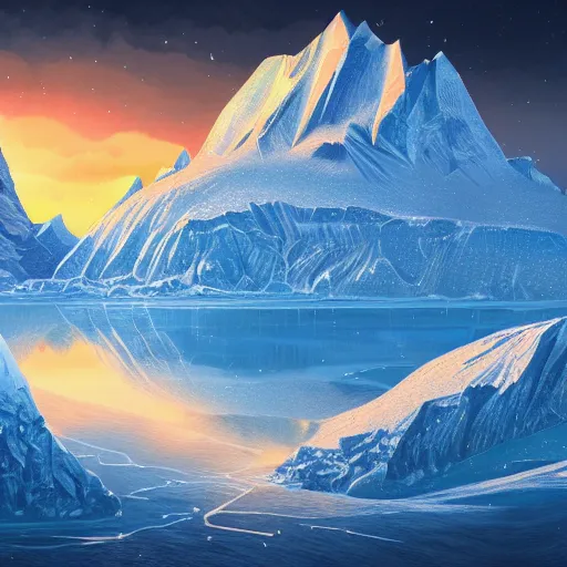 Prompt: idyllic masterpiece of diamond feelings in Antarctica, quarrel of mountain Monarch gods, cinematic, establishing shot, extremely high detail, photorealistic, cinematic lighting, intricate line drawings, 8k resolution
