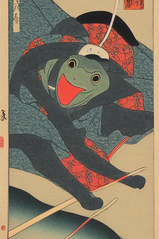 Image similar to samurai frog ukiyo-e