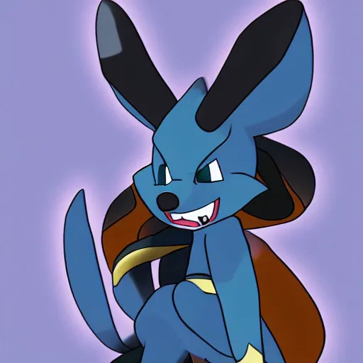 Image similar to Lucario from Pokemon, cartoon shading, sharp focus, trending on furaffinity