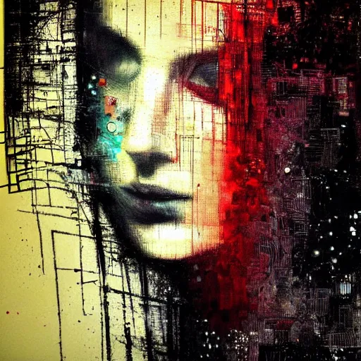 Image similar to portrait of a hooded beautiful women wearing a, mysterious, shadows, by Guy Denning, by Johannes Itten, by Russ Mills, glitch art, hacking effects, chromatic, color blocking, oil on canvas, concept art, abstract