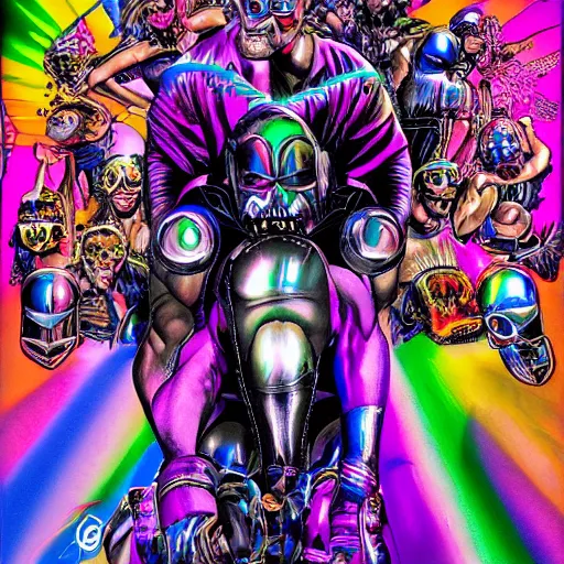 Image similar to rave flyer by glenn fabry, iridescent - h 6 4 0