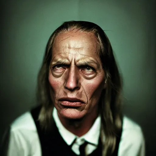 Prompt: close up portrait photo of a devil in a studio, photo by annie leibovitz