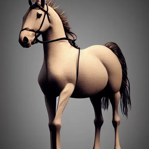 Image similar to concept art of hybrid human and horse wearing coat, anthropomorphic horse wearing a coat and standing on two legs like human, digital art, photo realistic, highly detailed