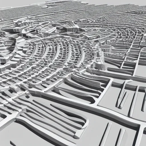 Image similar to parametric architectural design 3 d model in the desert