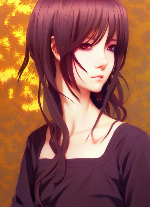 Image similar to portrait of beautiful young anime girl, cute-fine-face, pretty face, realistic shaded Perfect face, fine details. Anime, cyberpunk, highly detailed, artstation, illustration, art by Ilya Kuvshinov and Gustav Klimt and final fantasy