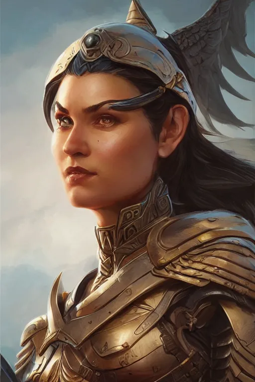 Image similar to amazon valkyrie athena, d & d, fantasy, portrait, highly detailed, headshot, digital painting, trending on artstation, concept art, sharp focus, illustration, art by artgerm and greg rutkowski and magali villeneuve