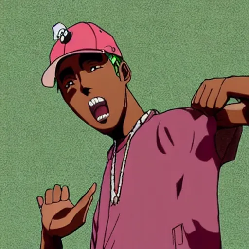 Image similar to anime still of tyler the creator