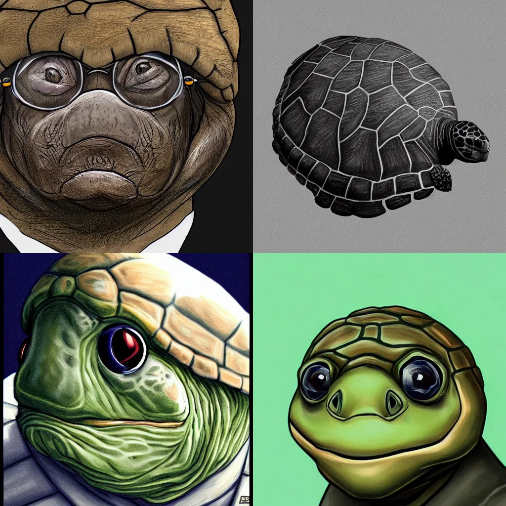 Prompt: a turtle with mitch mcconnel's face, trending on artstation